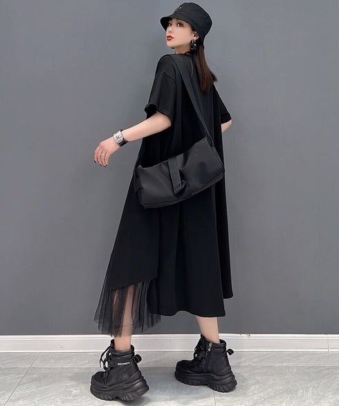 Asymmetry Mesh Layered Dress